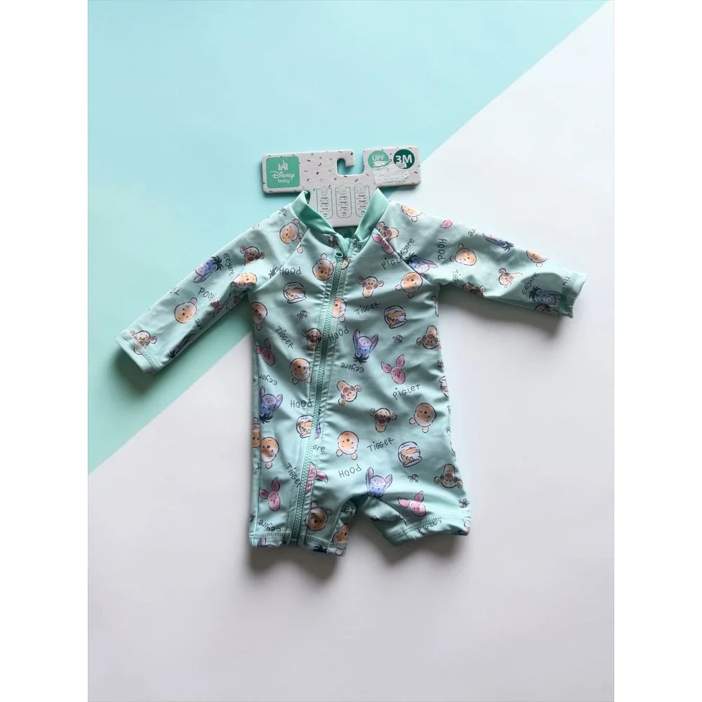 Disney Baby Winnie the Pooh Friends Mint Green One Piece Swimsuit UPF 50+ 3M NWT